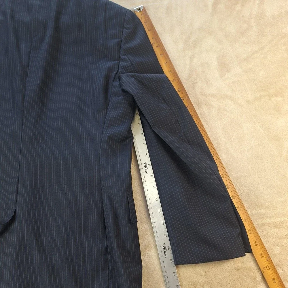 Jos A Bank Suit Mens 42R Blue Wool Stripe Single Vent 2 Button Signature 34x29